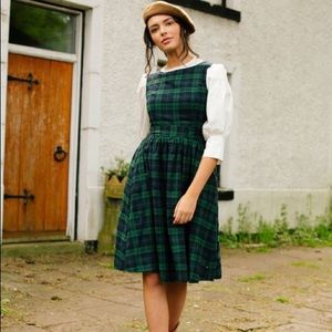 Lindy Bop 'Audrey' navy green tartan swing dress